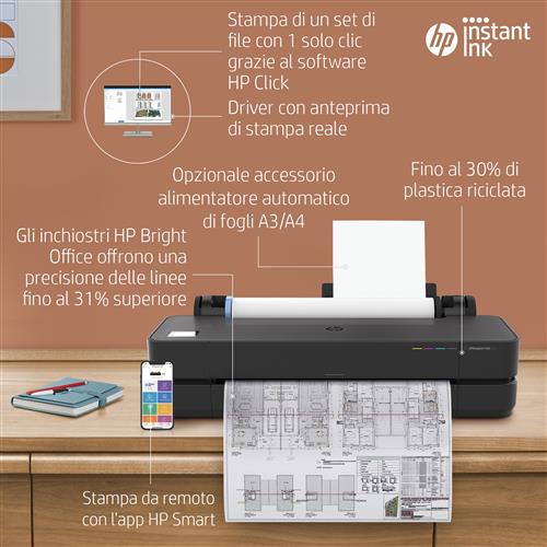 HP Designjet T250 24-in Printer stampante grandi formati Wi-Fi Getto termico d'inchiostro A colori 2400 x 1200 DPI A1 (594 x 841 mm) Collegamento ethernet LAN