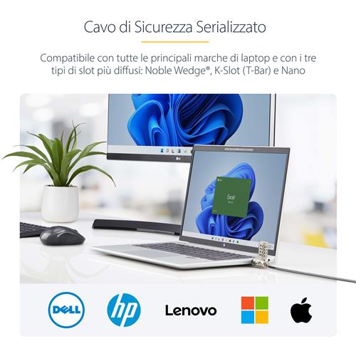 25 CAVI DI SICUREZZA PER LAPTOP CAVO SERIALIZZATO A COMBINAZIONE