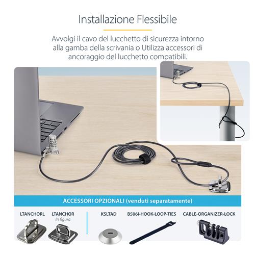 25 CAVI DI SICUREZZA PER LAPTOP CAVO SERIALIZZATO A COMBINAZIONE