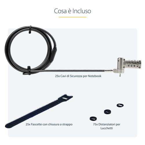 25 CAVI DI SICUREZZA PER LAPTOP CAVO SERIALIZZATO A COMBINAZIONE