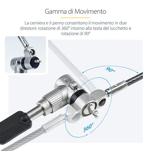 CAVO DI SICUREZZA CON CHIAVE LUCCHETTO DI SICUREZZA 2M 25 PZ