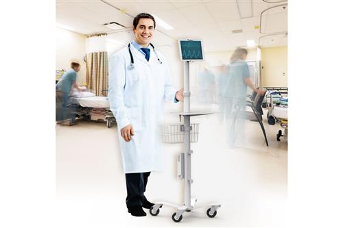 CLING RISE FREEDM ROLLING KIOSK ALL TABLETS STAND WHITE