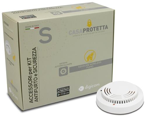 SENSORE FUMO WIRELESS BIANCO COMPLETO DI BATTERIE - A MURO    IN
