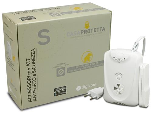 SENSORE GAS METANO/GPL/MONOSSID DI CARBONIO WIRELESS CON ALLARMI IN