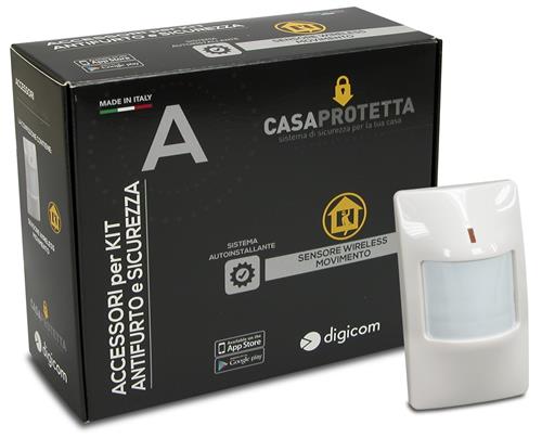 SENSORE MOVIMENTO PIR WIRELESS COMPLETO DI BATTERIE - BIANCO    IN