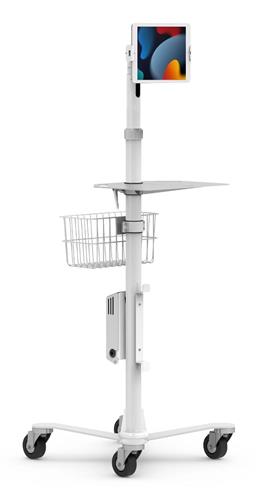 UNIVERSAL TABLET CLING MEDICAL ROLLING CART EXTENDED - WHITE