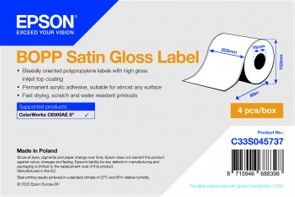 BOPP SATIN GLOSS LABEL CONTINUOUS ROLL 203MMX68M