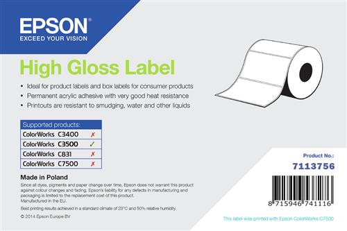 HIGH GLOSS LABEL DIE-CUT ROLL 76MM X 51MM 610 LABELS