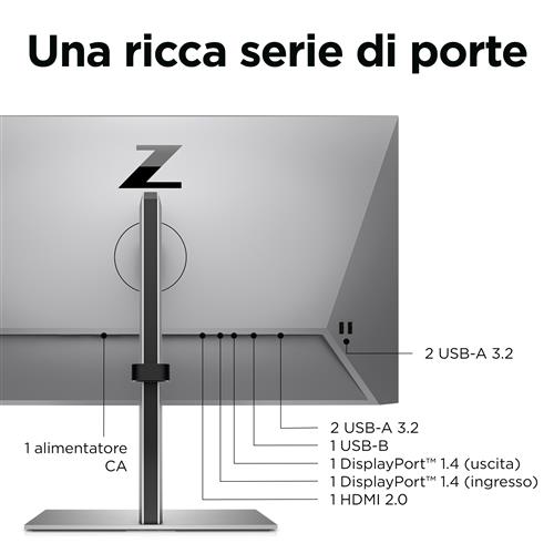 HP Z24q G3 QHD Display Monitor PC 60,5 cm (23.8) 2560 x 1440 Pixel Quad HD LCD Argento
