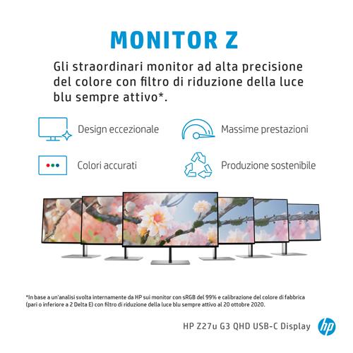 HP Z27u G3 QHD Display Monitor PC 68,6 cm (27) 2560 x 1440 Pixel Quad HD LED Argento