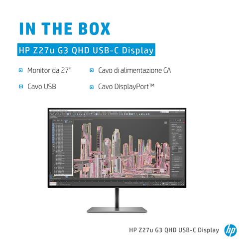 HP Z27u G3 QHD Display Monitor PC 68,6 cm (27) 2560 x 1440 Pixel Quad HD LED Argento