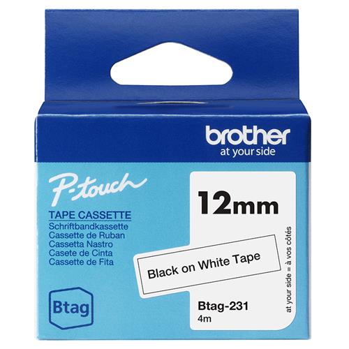 NASTRO BTAG231DA 12MM NERO SU BIANCO LUNGHEZZA 4 M