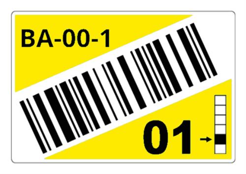 ROLL OF PRE-CUT LABELS FOR RACKS AND PALLETS 90 X 110 MM YE