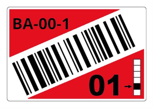 ROLL OF PRE-CUT LABELS FOR RACKS AND PALLETS OF 55 X 85 MM