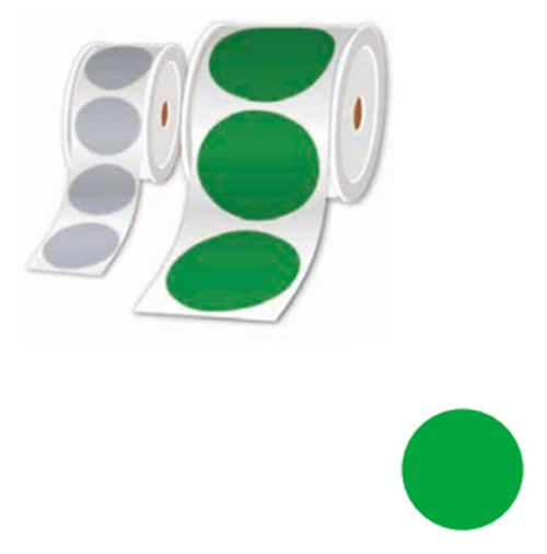 ROLLS OF PRE-CUT STICKERS GREEN 50MM - PER ROLL OF 500 LABELS