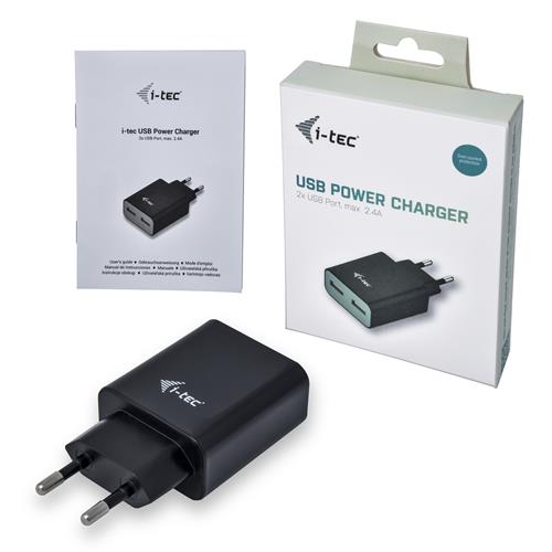 i-tec CHARGER2A4B Caricabatterie per dispositivi mobili Telefono cellulare Nero AC Interno