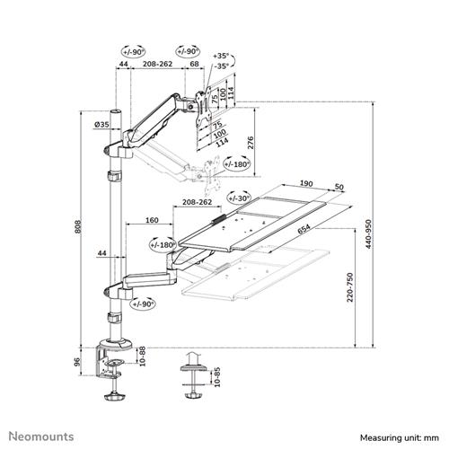 Neomounts DS90-325BL1 Supporti a parete per TV 81,3 cm (32) Scrivania Nero