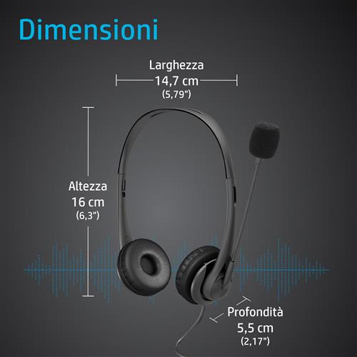 HP Stereo 3.5mm Headset G2 Auricolare Cablato A Padiglione Ufficio Nero