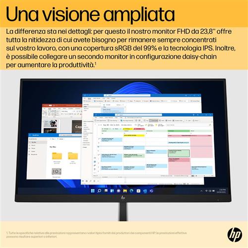HP E24u G5 FHD USB-C Monitor Monitor PC 60,5 cm (23.8) 1920 x 1080 Pixel Full HD LCD Nero, Argento