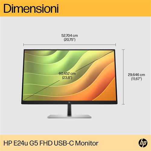 HP E24u G5 FHD USB-C Monitor Monitor PC 60,5 cm (23.8) 1920 x 1080 Pixel Full HD LCD Nero, Argento