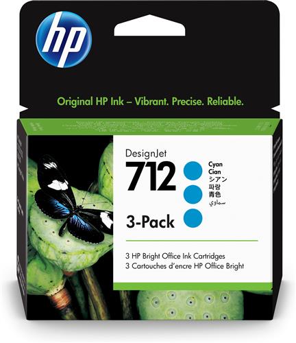 HP Confezione da 3 cartucce di inchiostro ciano originale DesignJet 712 da 29 ml