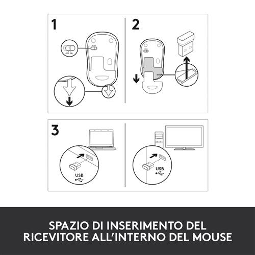 Logitech M185 mouse Ufficio RF Wireless
