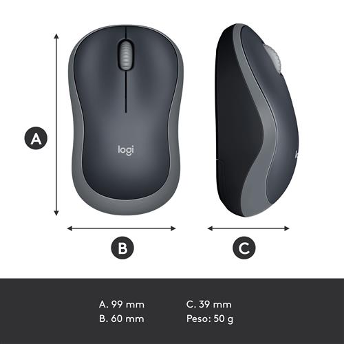 Logitech M185 mouse Ufficio RF Wireless
