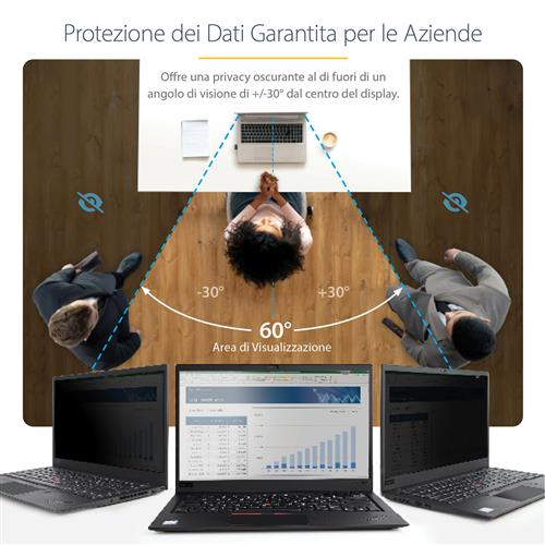 StarTech.com 173L-PRIVACY-SCREEN schermo anti-riflesso 43,9 cm (17.3) Computer portatile Filtro per la privacy senza bordi per display