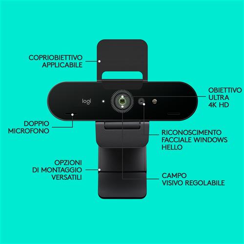 Logitech Brio Stream webcam 4096 x 2160 Pixel USB 3.2 Gen 1 (3.1 Gen 1) Nero