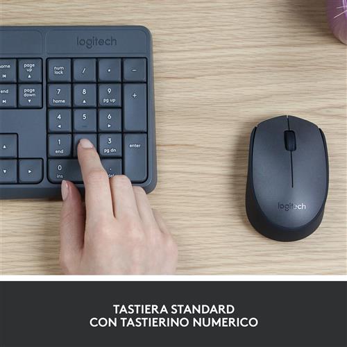 Logitech MK235 tastiera Mouse incluso Universale QWERTY Italiano Grigio