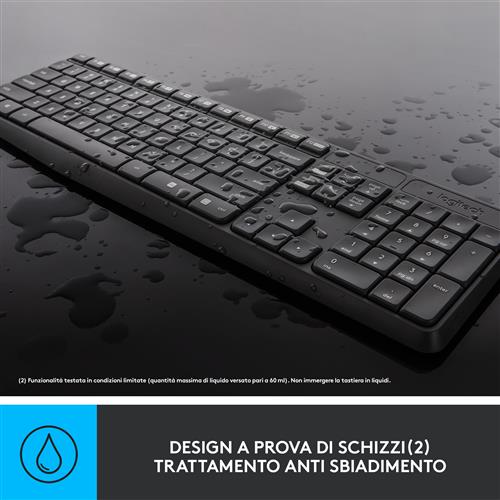 Logitech MK235 tastiera Mouse incluso Universale QWERTY Italiano Grigio