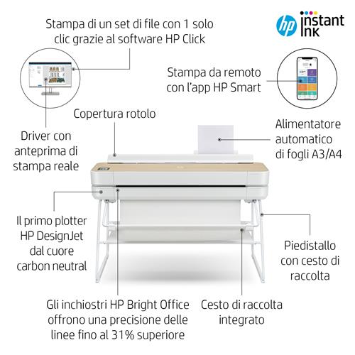 HP Designjet Studio 24-in Printer stampante grandi formati Wi-Fi Getto termico d'inchiostro A colori 2400 x 1200 DPI 610 x 1897 mm Collegamento ethernet LAN