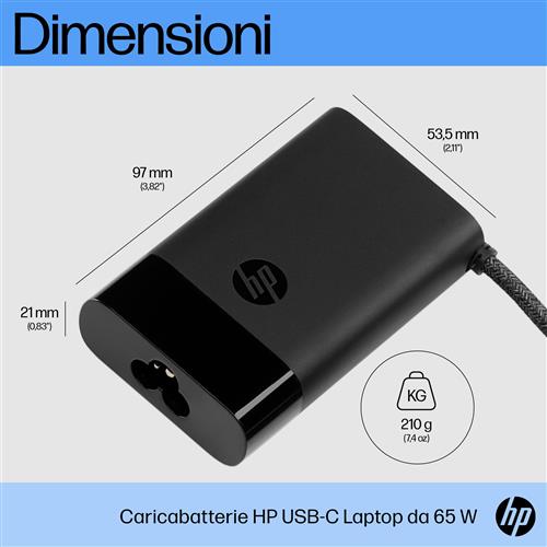 HP USB-C 65W Laptop Charger adattatore e invertitore Interno Nero