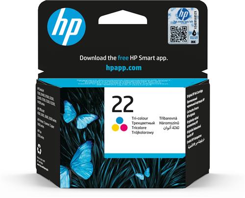 HP 22 Tri-color Original Ink Cartridge cartuccia d'inchiostro 1 pz Resa standard Ciano, Magenta, Giallo