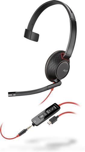 POLY Blackwire C5210 USB-C Headset +Inline Cable Auricolare Cablato A Padiglione Ufficio USB tipo-C Nero