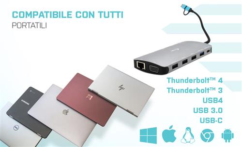 i-tec CANANOTDOCKPD replicatore di porte e docking station per laptop Cablato USB 3.2 Gen 1 (3.1 Gen 1) Type-A + Type-C Argento