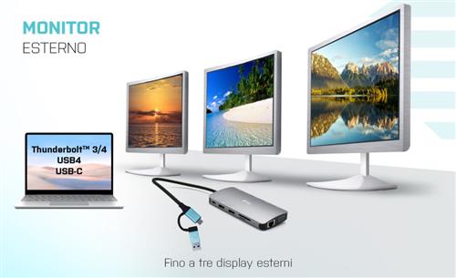 i-tec CANANOTDOCKPD replicatore di porte e docking station per laptop Cablato USB 3.2 Gen 1 (3.1 Gen 1) Type-A + Type-C Argento