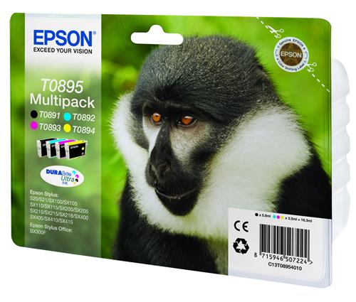 Epson Monkey T0895 cartuccia d'inchiostro 1 pz Originale Nero, Ciano, Magenta, Giallo