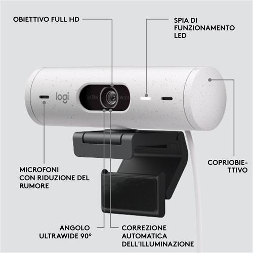 Logitech Brio 500 webcam 4 MP 1920 x 1080 Pixel USB-C Bianco