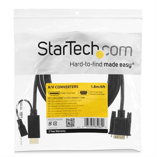 StarTech.com HD2VGAMM6 cavo e adattatore video 1,9 m VGA (D-Sub) HDMI + Micro USB Nero