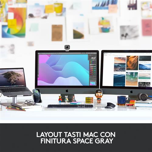 Logitech MX Keys f/ Mac tastiera Ufficio RF senza fili + Bluetooth QWERTY Italiano Grigio