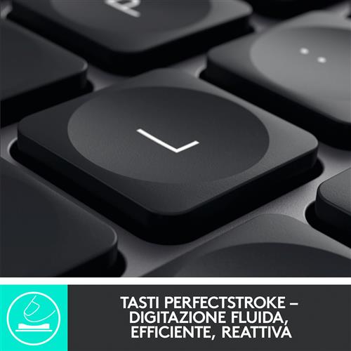 Logitech MX Keys f/ Mac tastiera Ufficio RF senza fili + Bluetooth QWERTY Italiano Grigio