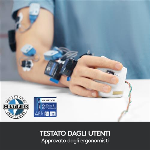 Logitech MX Vertical mouse Ufficio Mano destra RF senza fili + Bluetooth Ottico 4000 DPI