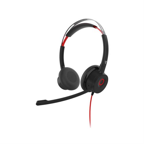 V7 HU621 cuffia e auricolare Cablato A Padiglione Ufficio Nero, Rosso