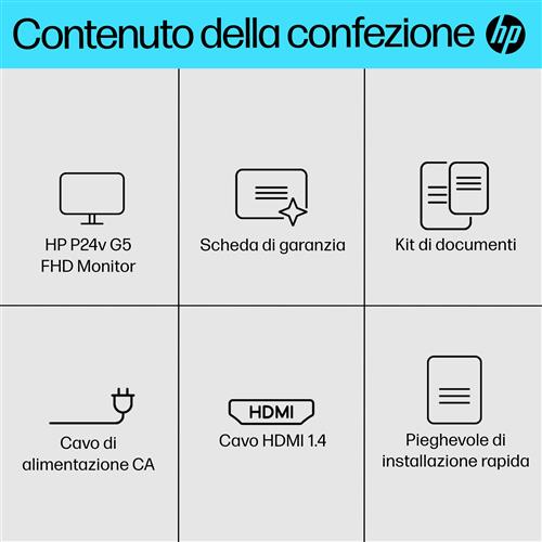 HP P24v G5 FHD Monitor Monitor PC 60,5 cm (23.8) 1920 x 1080 Pixel Full HD LCD Nero