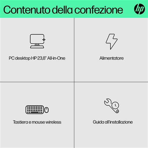 HP 24-cr0019nl Intel Core i3 i3-1315U 60,5 cm (23.8) 1920 x 1080 Pixel PC All-in-one 8 GB DDR4-SDRAM 512 GB SSD Windows 11 Home Wi-Fi 6 (802.11ax) Bianco