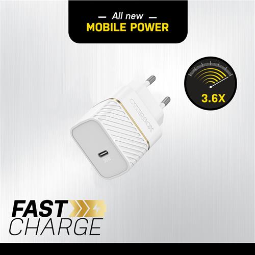 OTTERBOX EU WALL CHARGER 30W GAN 1X USB-C 30W USB-PD WHITE