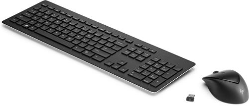 HP Wireless Rechargeable 950MK Mouse and Keyboard tastiera Mouse incluso Ufficio RF Wireless Nero