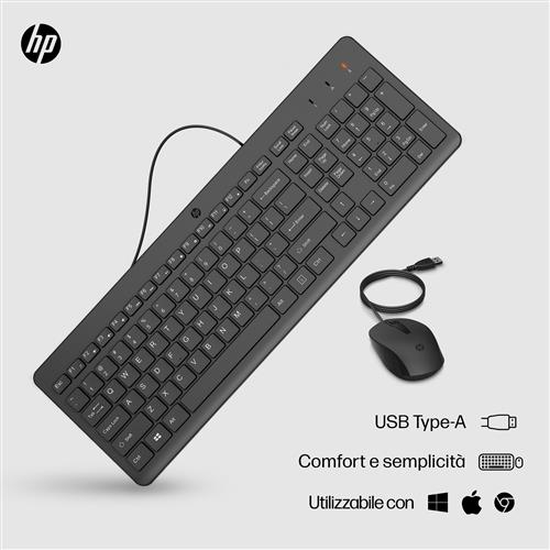 HP 150 Wired Mouse and Keyboard tastiera Mouse incluso USB Nero