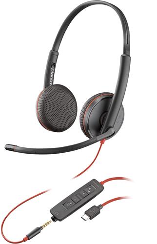 POLY Blackwire C3225 Stereo USB-C Headset Auricolare Cablato Portatile Ufficio USB tipo A Nero
